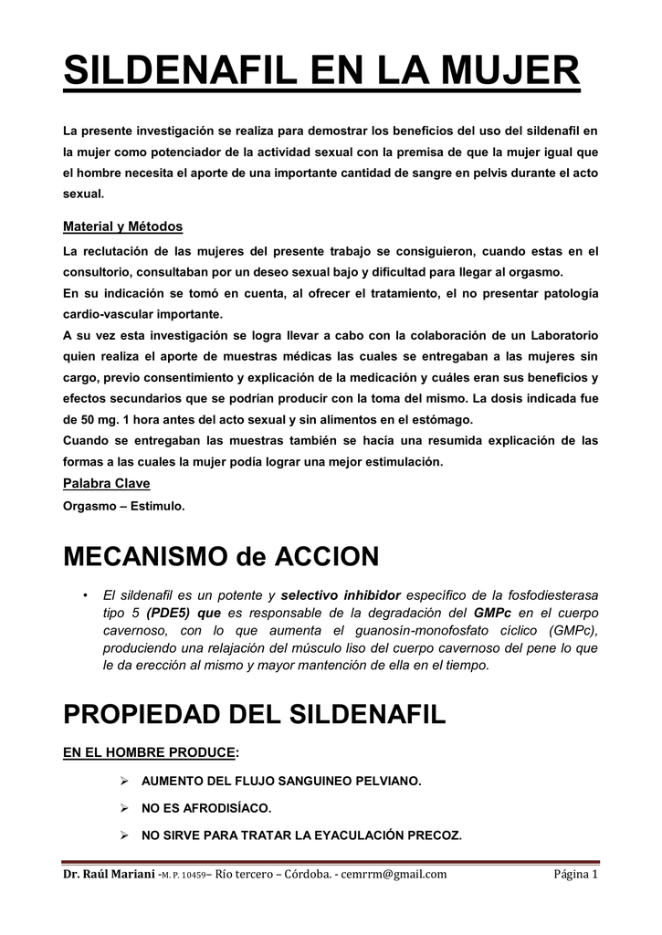 Sildenafil 50 mg en mujeres