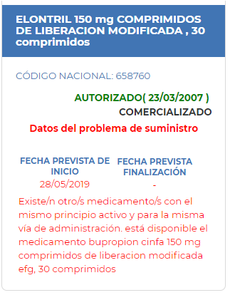 elontril en el mostrador