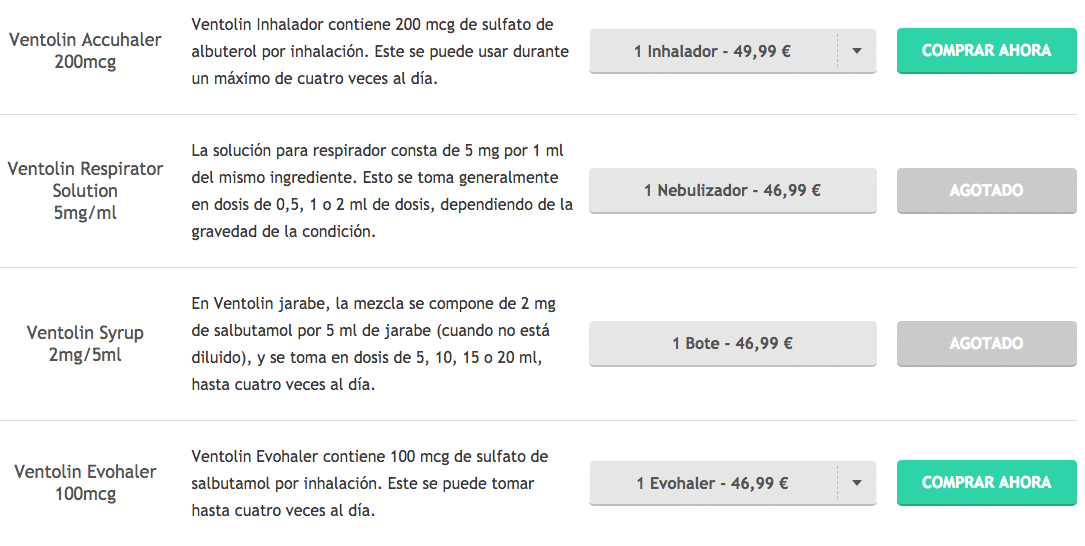 El salbutamol se puede comprar sin receta