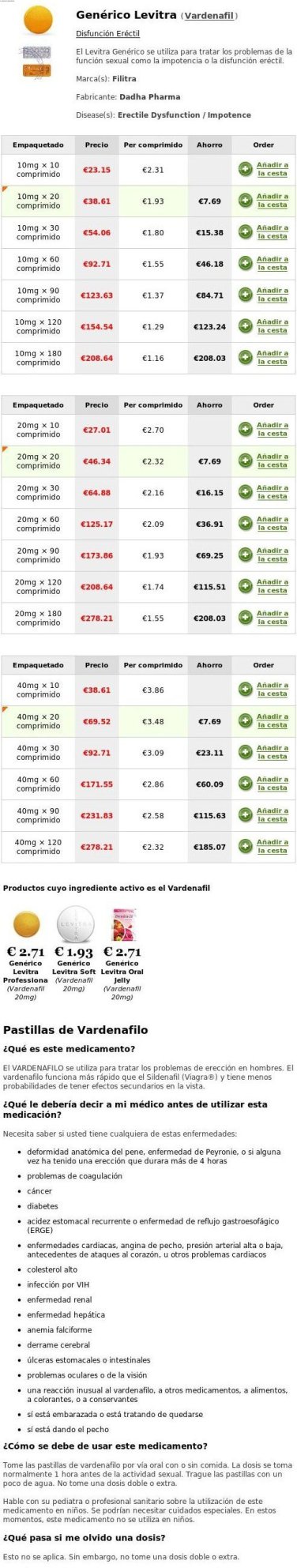 Levitra en españa