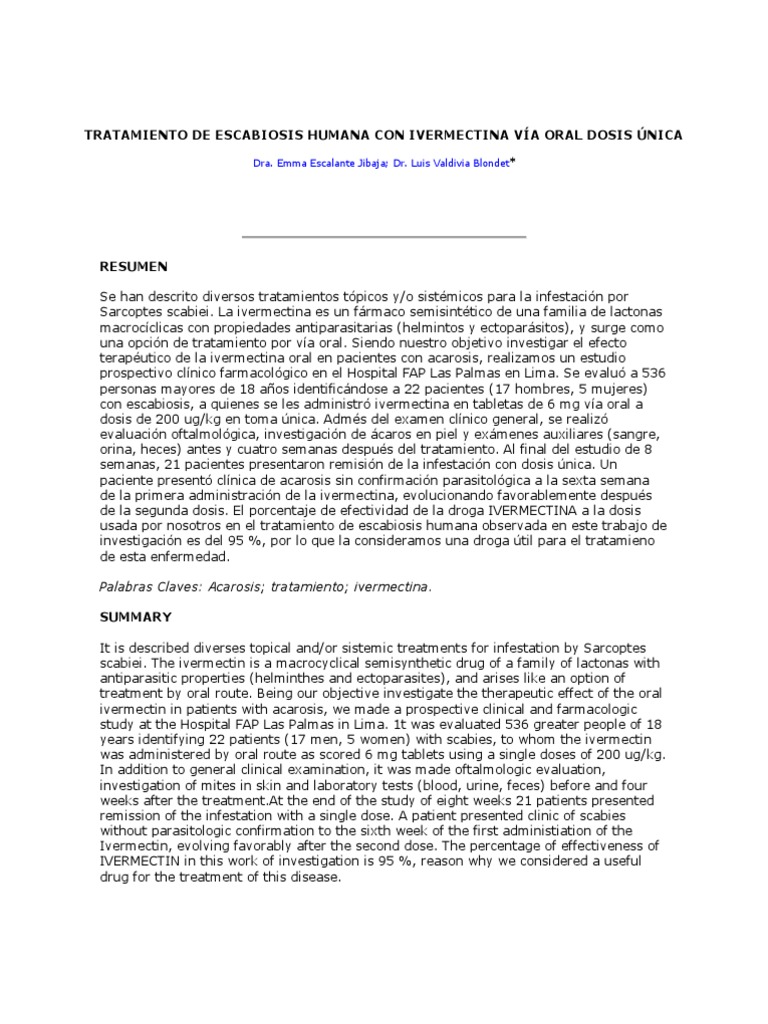 Ivermectina tabletas escabiosis