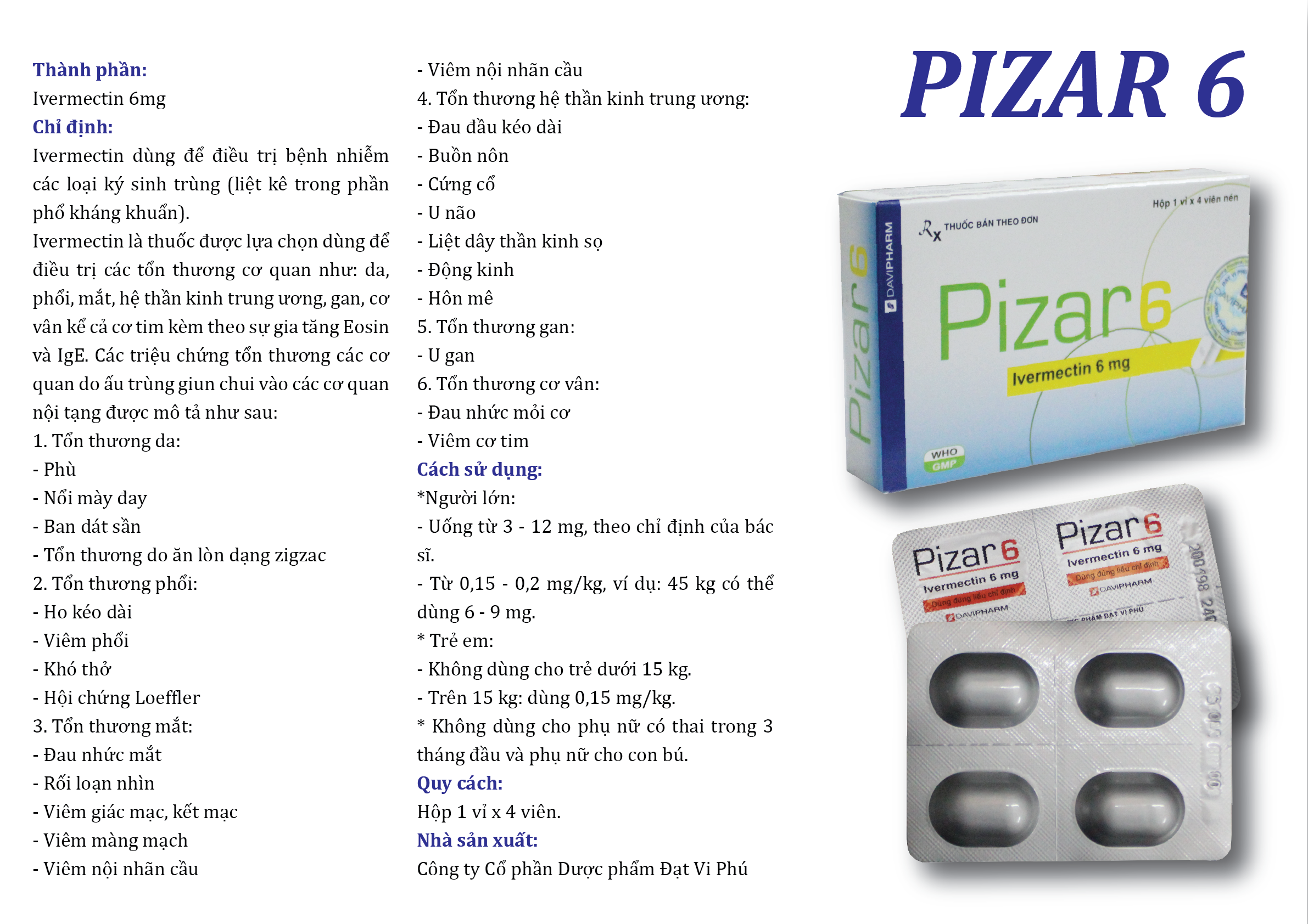 Pizar 6 ivermectin 6mg Pizar 6 Ivermectin 6mg